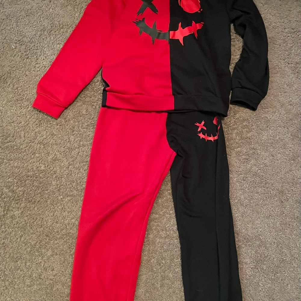 Temu Red and Black Colorblock Hoodie